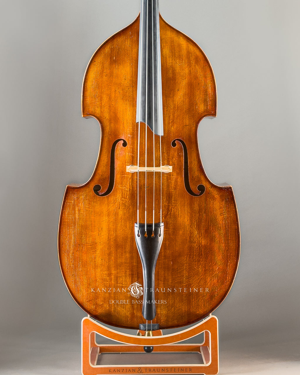Kanzian & Traunsteiner Viennese Model Double Bass made in 2023, zoomed front view