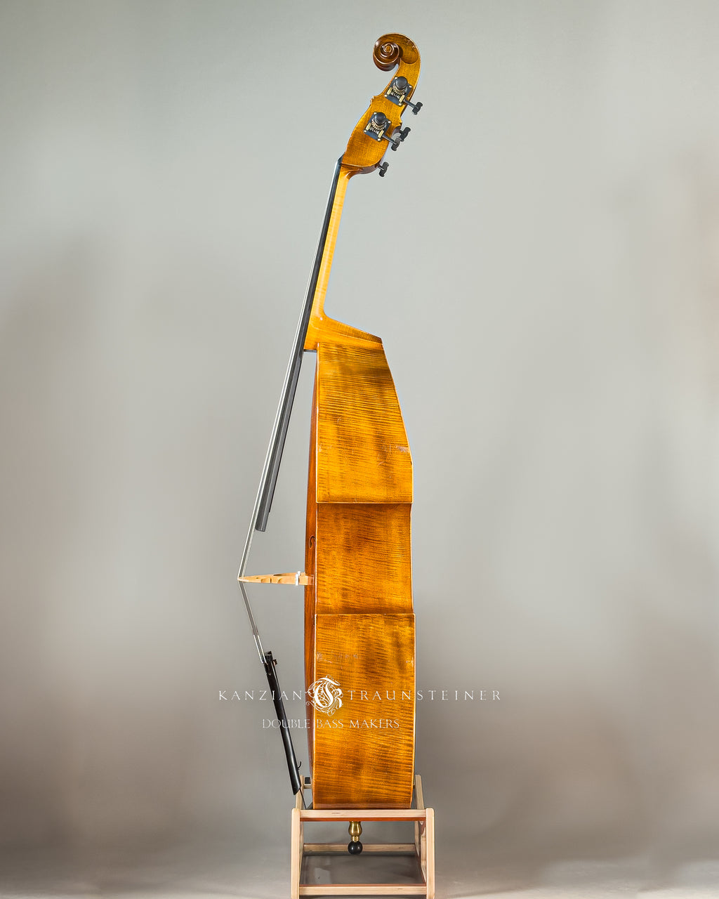 Kanzian & Traunsteiner Viennese Model Double Bass made in 2023, view from left. 