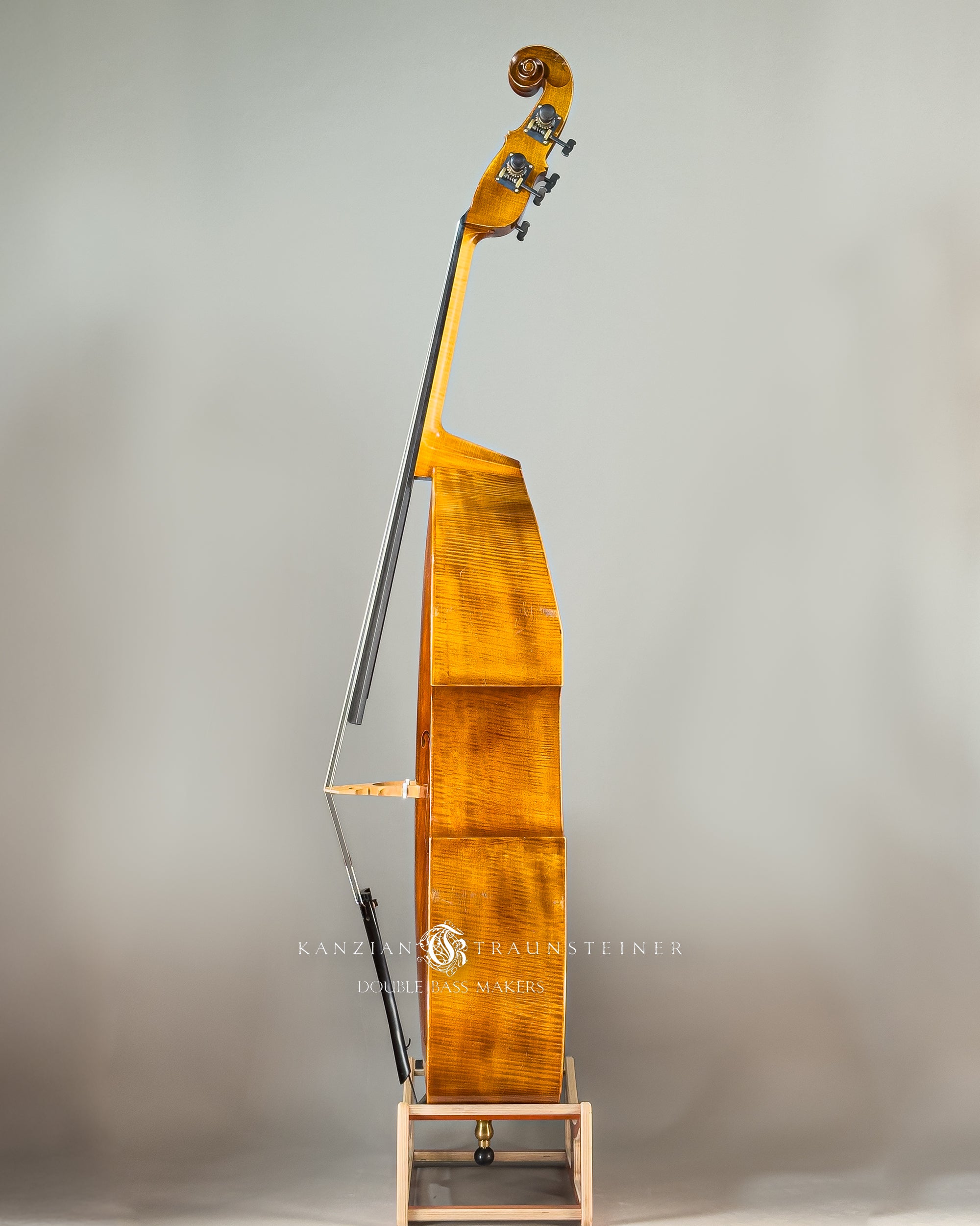 Kanzian & Traunsteiner Viennese Model Double Bass made in 2023, view from left. 
