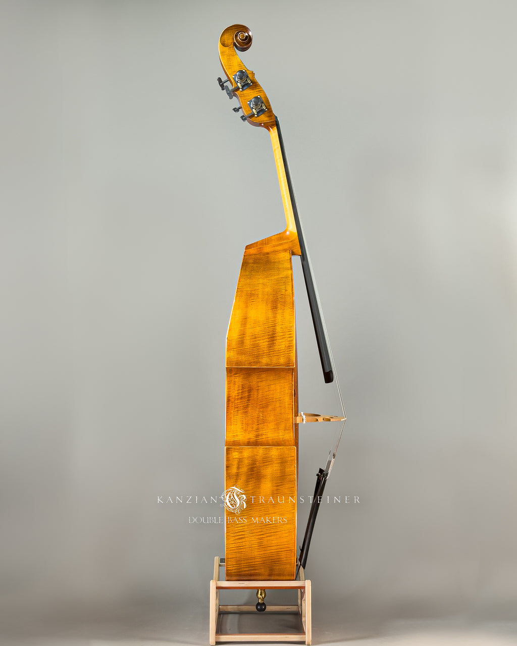 Kanzian & Traunsteiner Viennese Model Double Bass made in 2023, view of right side. 