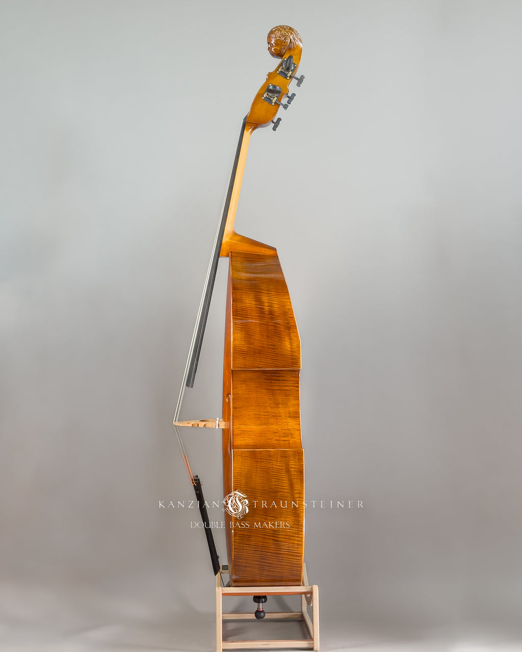Angel Head Kanzian & Traunsteiner Viennese Model Double Bass made in 2023, total view from left