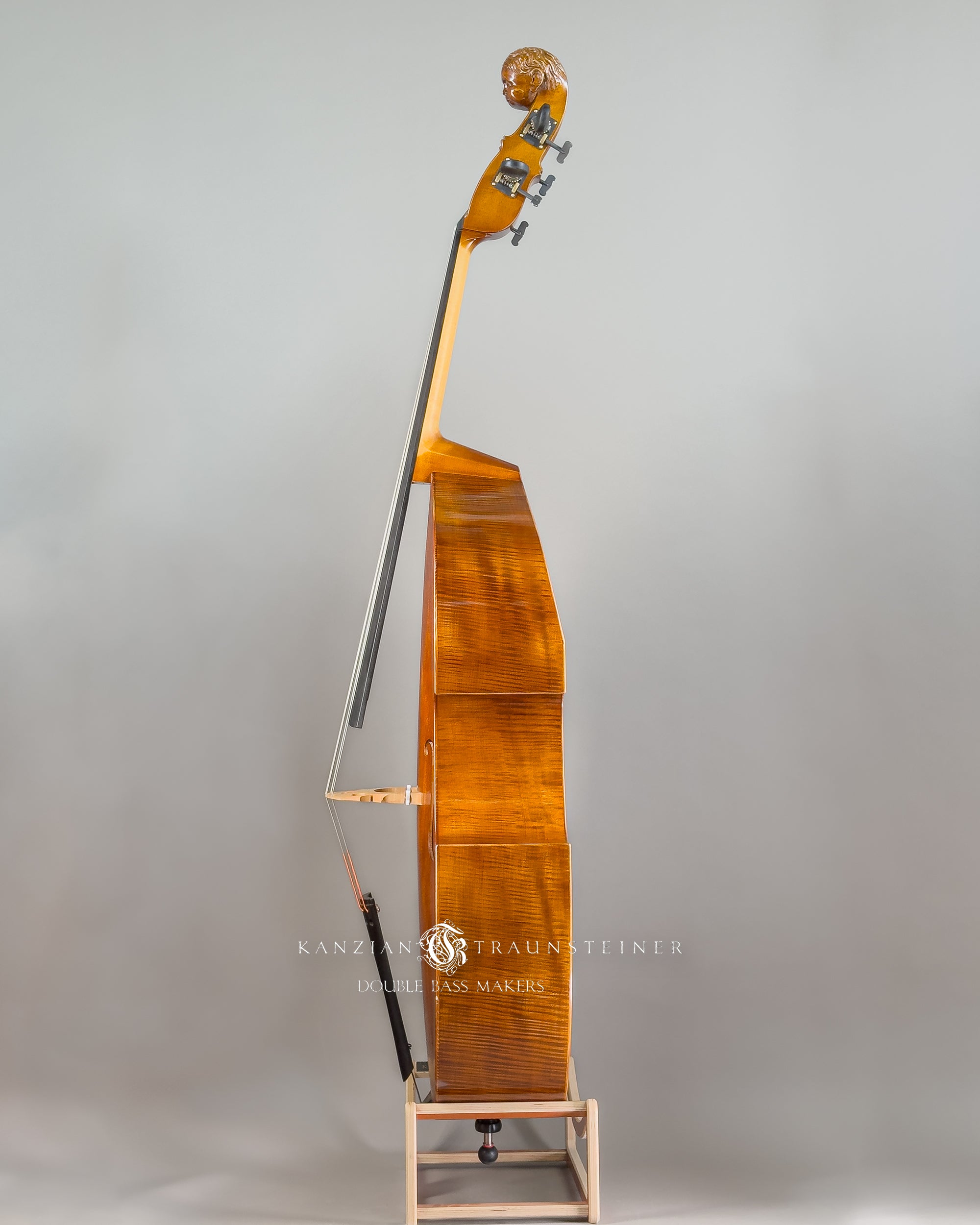 Angel Head Kanzian & Traunsteiner Viennese Model Double Bass made in 2023, total view from left