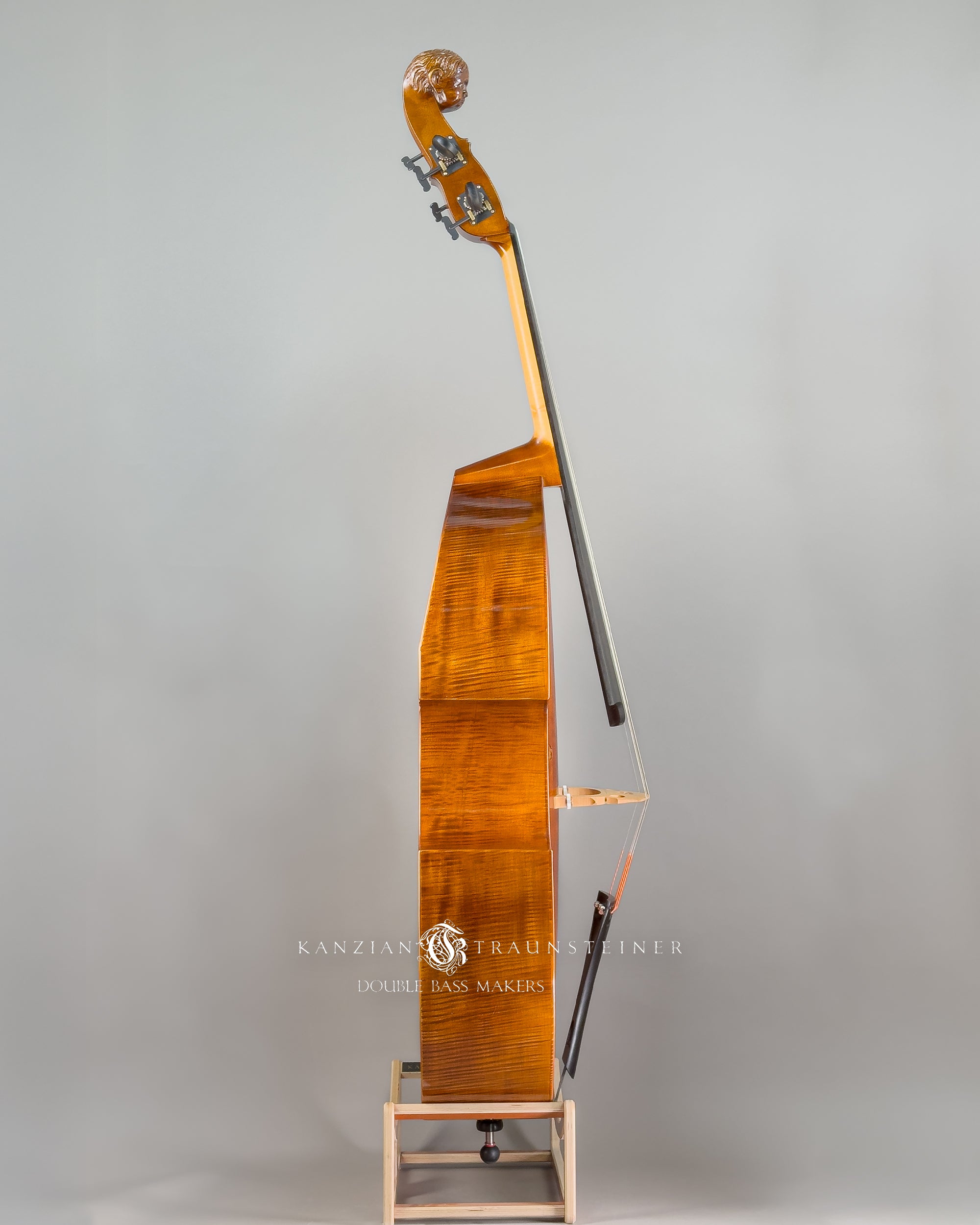 Angel Head Kanzian & Traunsteiner Viennese Model Double Bass made in 2023, view from right 
