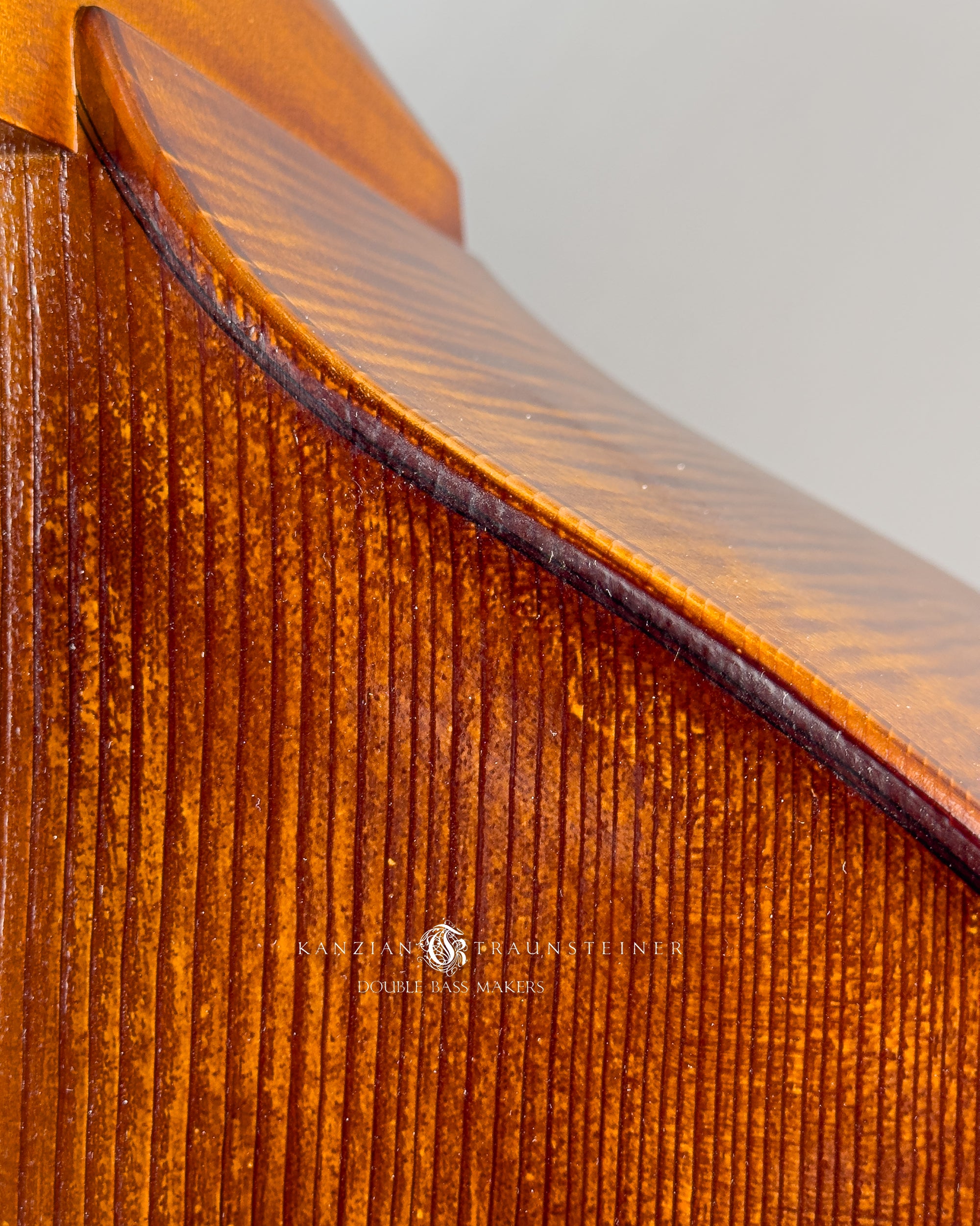 Angel Head Kanzian & Traunsteiner Viennese Model Double Bass made in 2023, wood detail