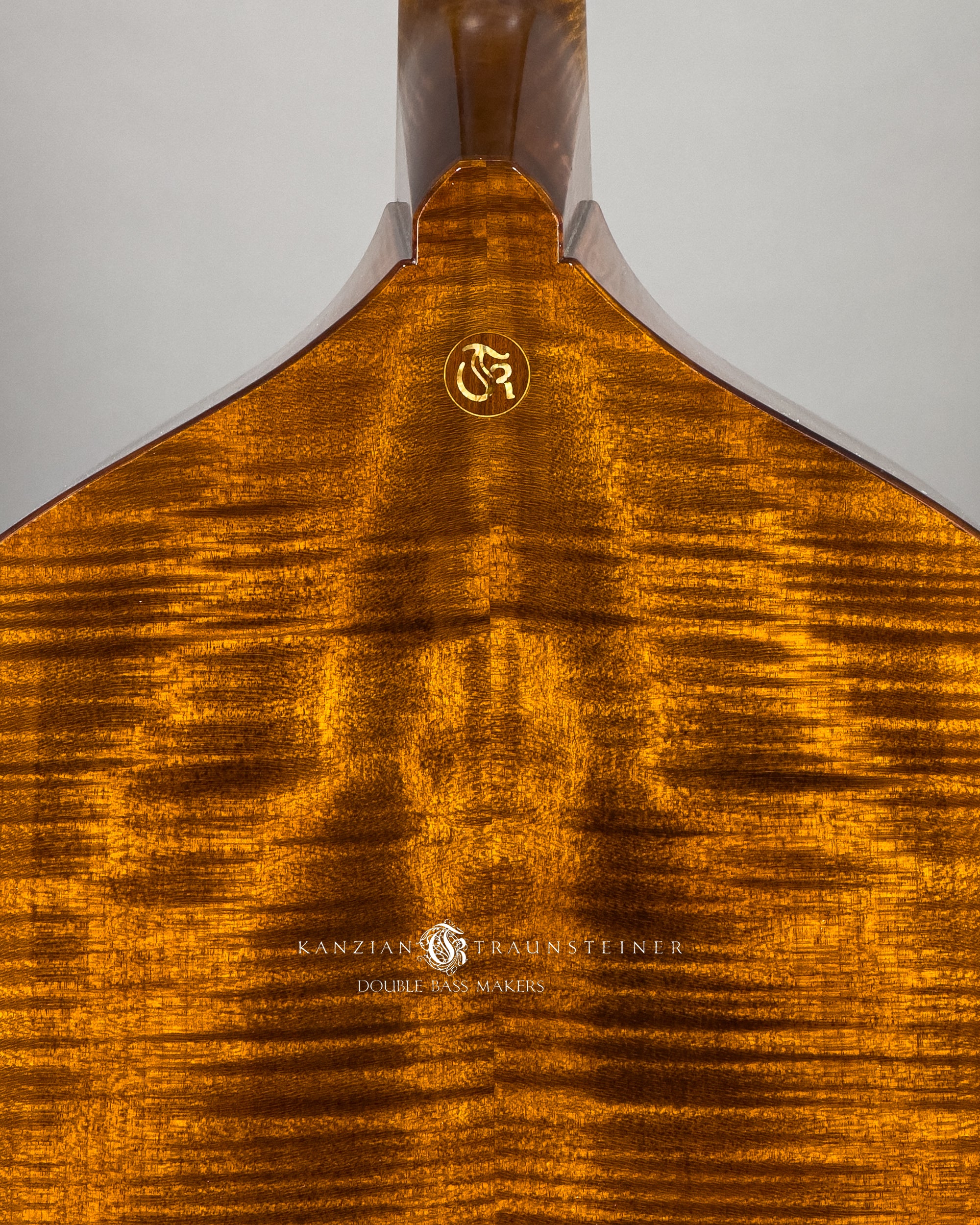 mother of pearl detail of No. 25 Viennese Model by Kanzian & Traunsteiner double bass makers, made in 2025