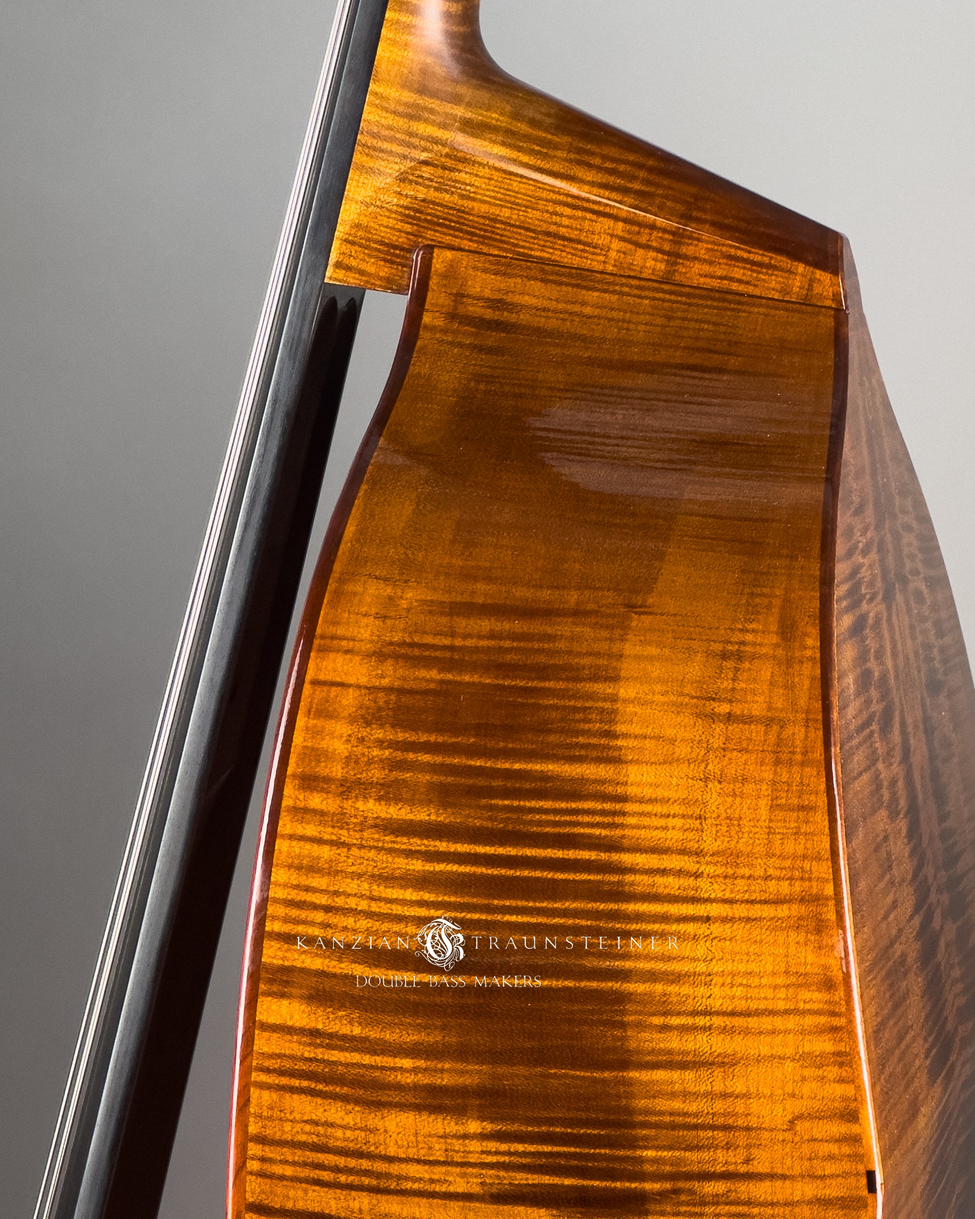 neck block feature in No. 25 Viennese Model by Kanzian & Traunsteiner double bass makers, made in 2025