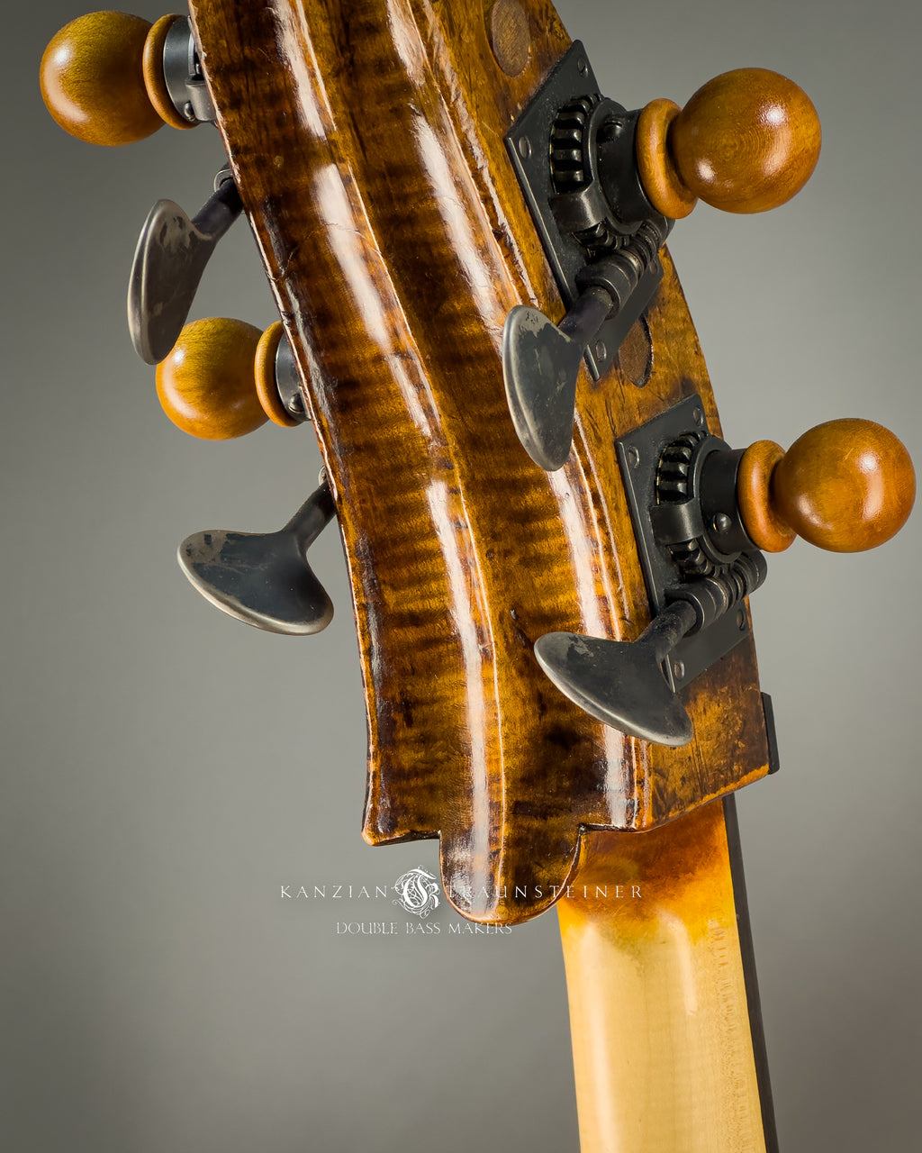 Anonymous double bass ca. 1880, back of scroll detail