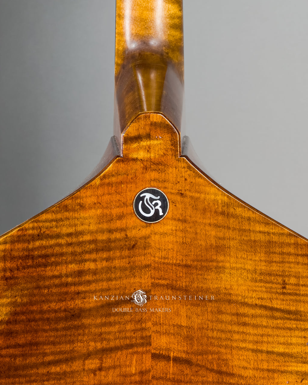 Kanzian & Traunsteiner 2026 Antique Viennese Model double bass close up of logo insert 