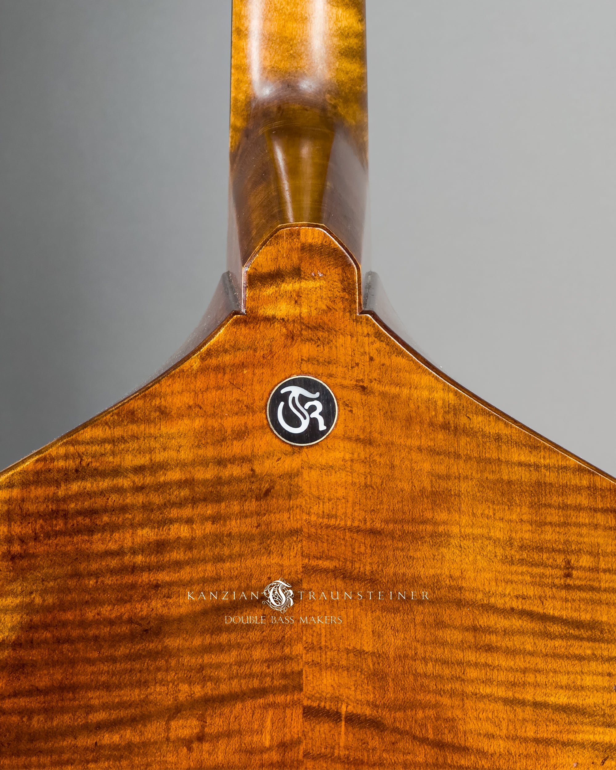 Kanzian & Traunsteiner 2026 Antique Viennese Model double bass close up of logo insert 