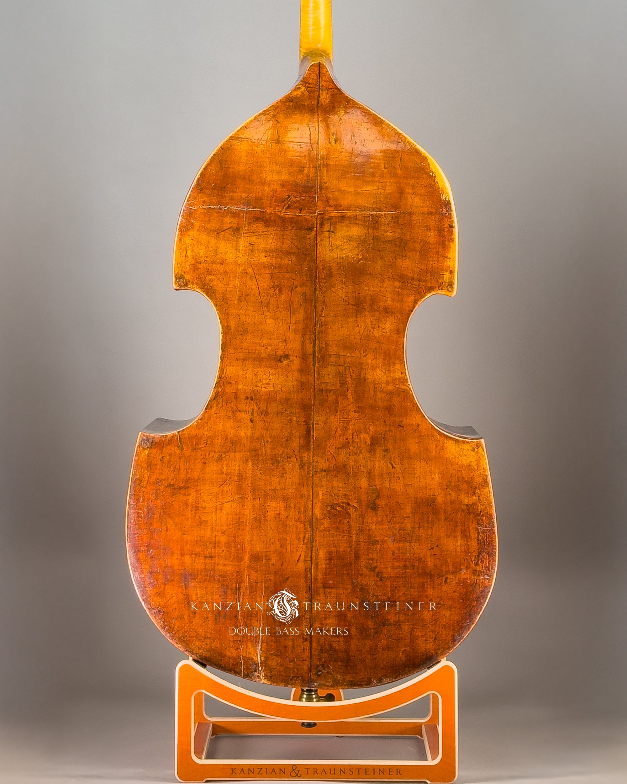 Attributed to Anton Bachmann double bass ca. 1780, back view zoomed