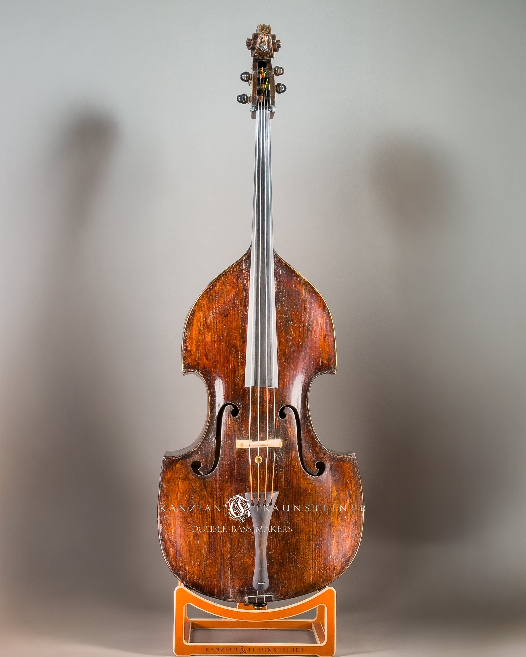Attributed to Anton Bachmann double bass ca. 1780, front view zoomed