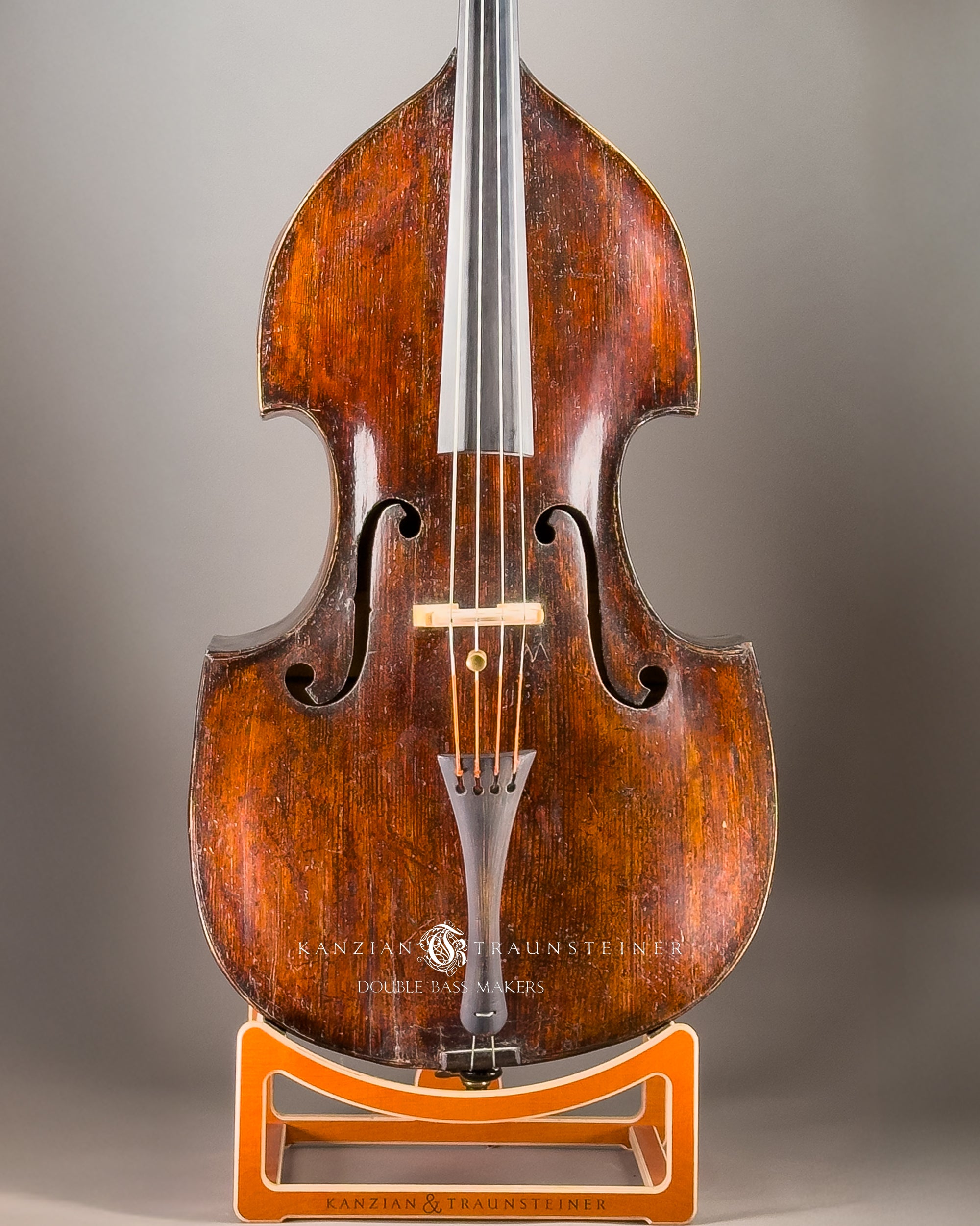 Attributed to Anton Bachmann double bass ca. 1780, front view zoomed