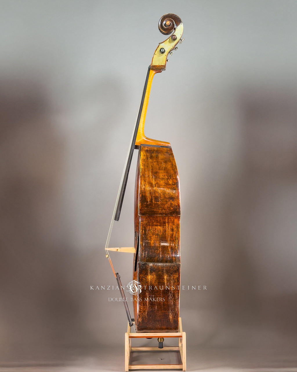Attributed to Anton Bachmann double bass ca. 1780, left view