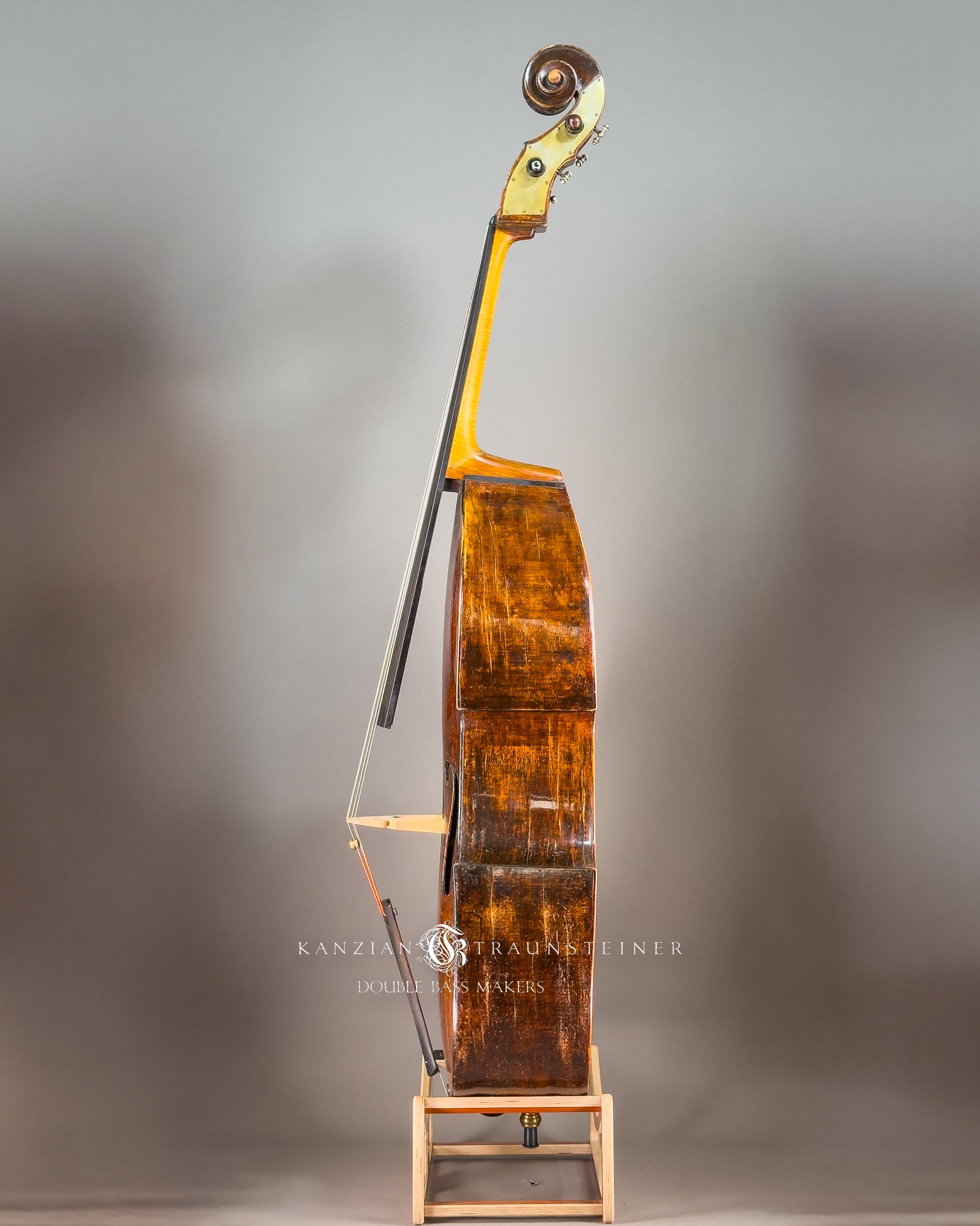 Attributed to Anton Bachmann double bass ca. 1780, left view