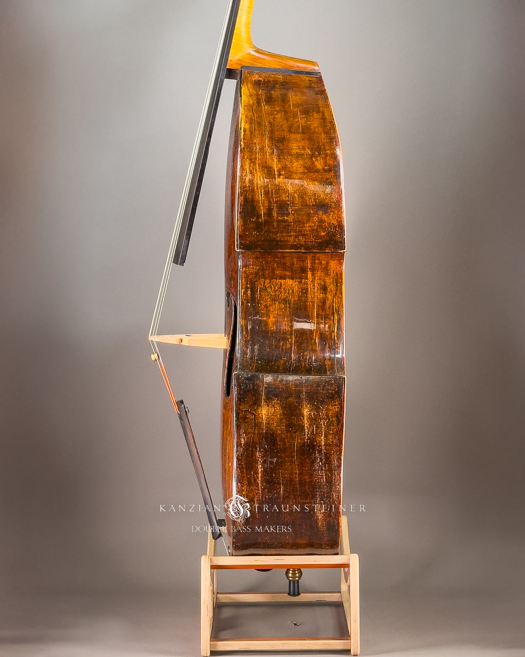 Attributed to Anton Bachmann double bass ca. 1780, left view zoomed