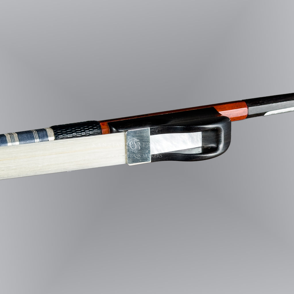 Egidius Dörfler bow, playable by both French and German bow players: bottom of frog view
