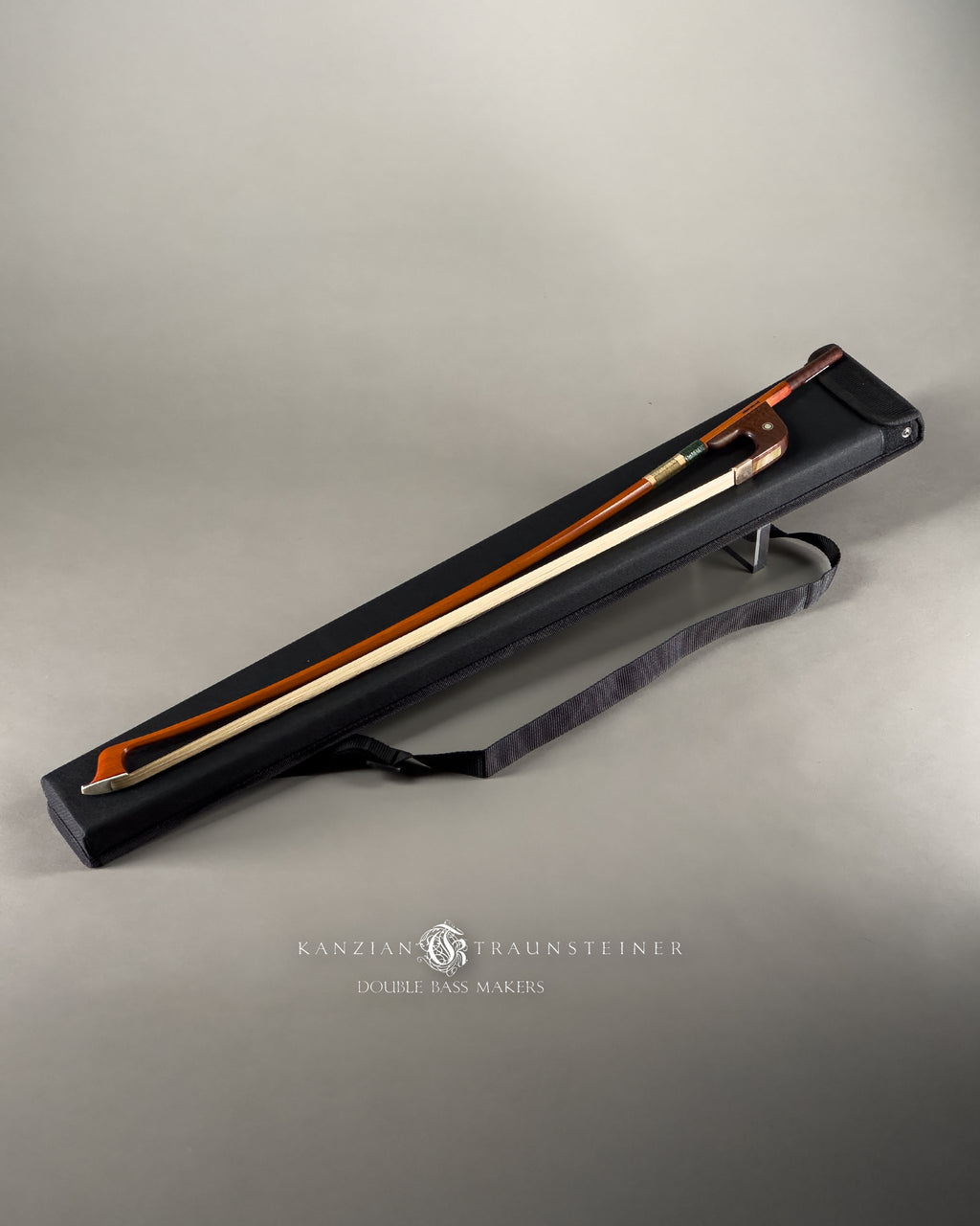 Simple double bass bow case with bow on top