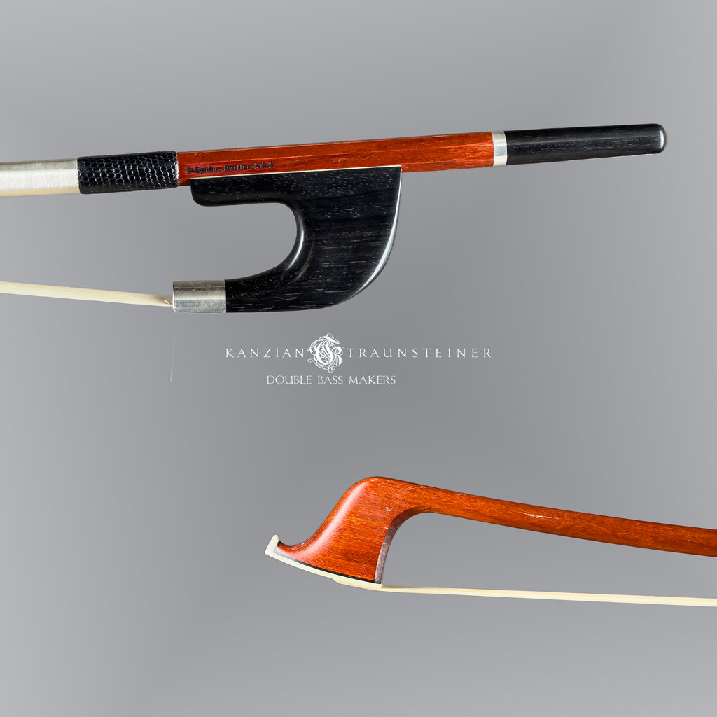 Egidius Dörfler *** double bass bow light red varnish, frog and tip view