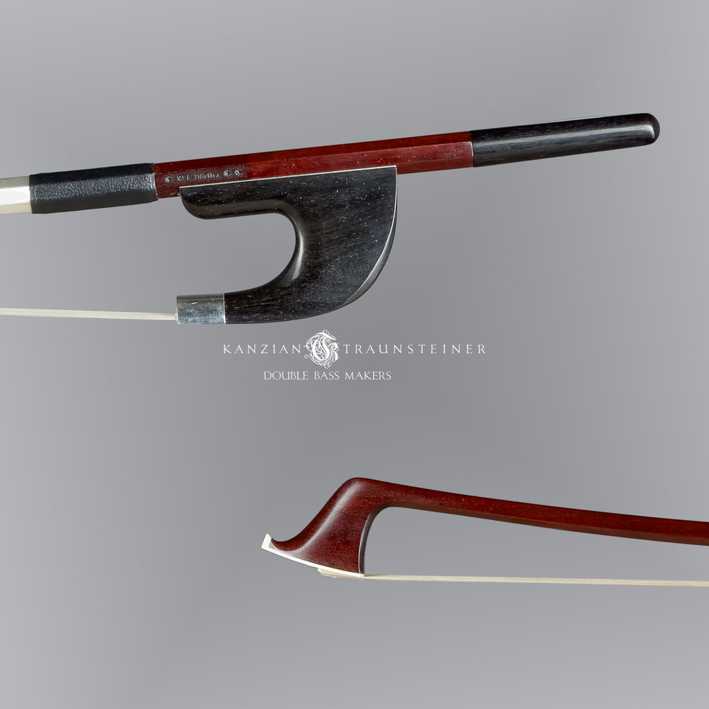 close up of frog and tip for double bass bow W.E Dörfler **, made in 2026 in Germany
