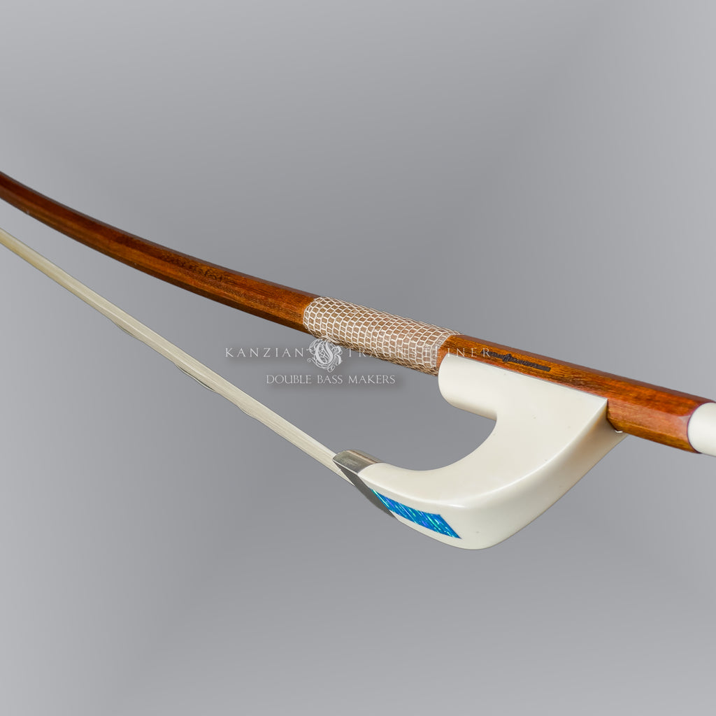 Frog and mother of pearl photo of Kanzian & Traunsteiner double bass bow with octagonal stick 