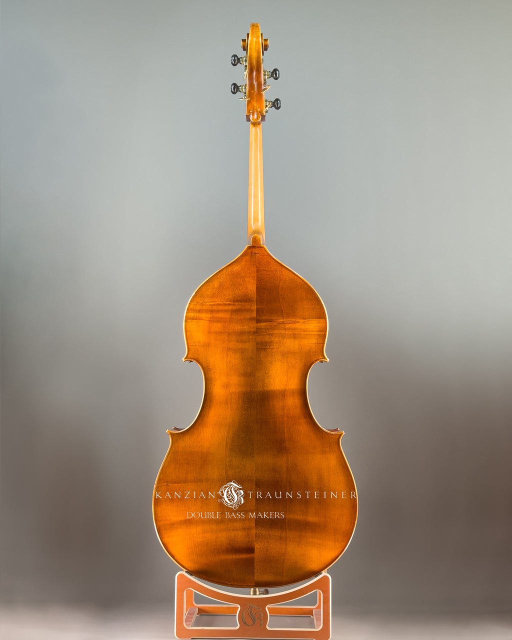 Horst Grünert double bass dated 2014, view from back