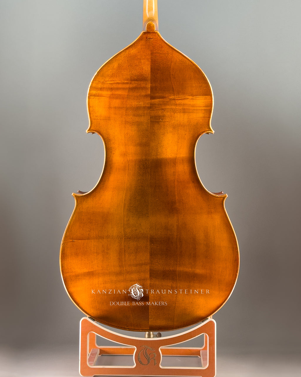 Horst Grünert double bass dated 2014, view from back zoomed