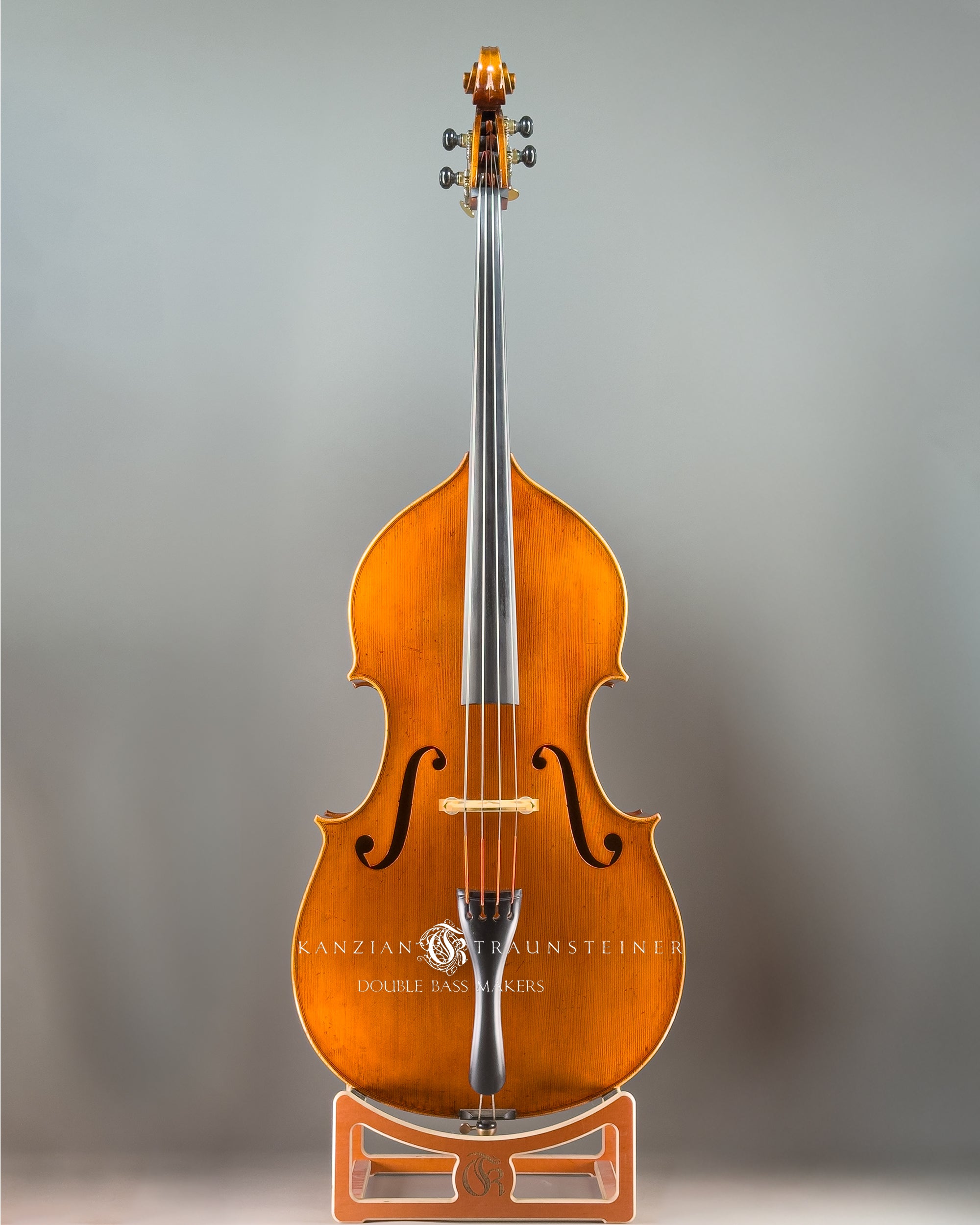 Horst Grünert double bass dated 2014, front view