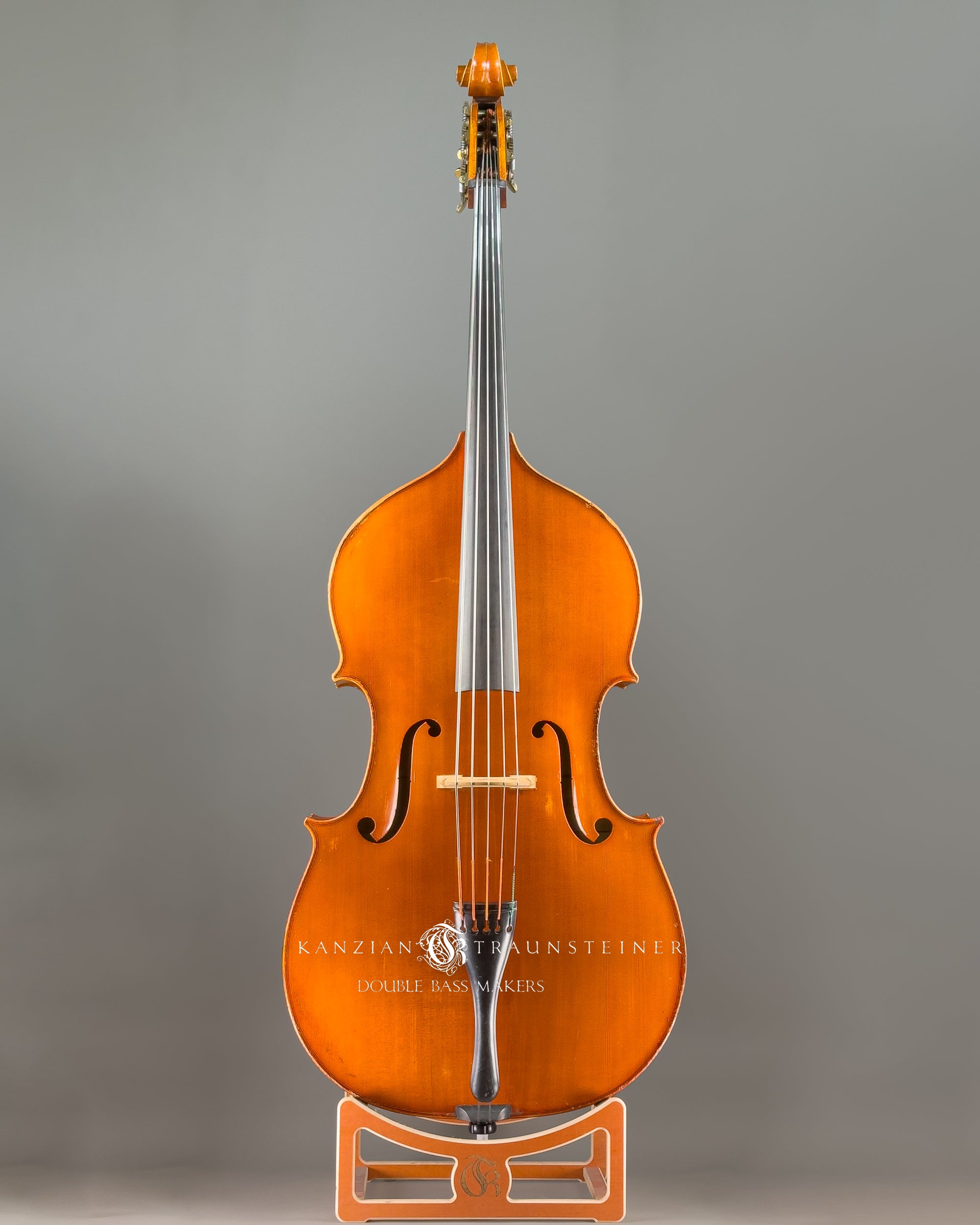 Horst Grünert 5-string double bass dated 1989, front view