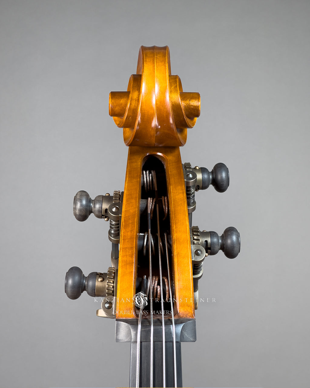 K&T Italian Model Double Bass from 2023 view of front scroll