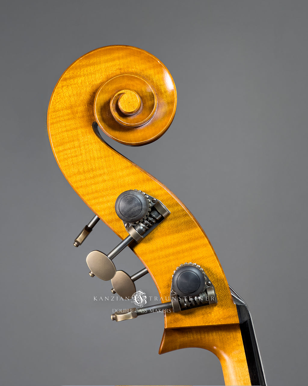 K&T Italian Model Double Bass from 2023 scroll right side view