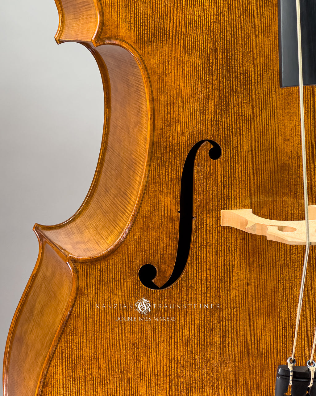 Kanzian & Traunsteiner Italian Model Double Bass made in 2024, sound hole detail