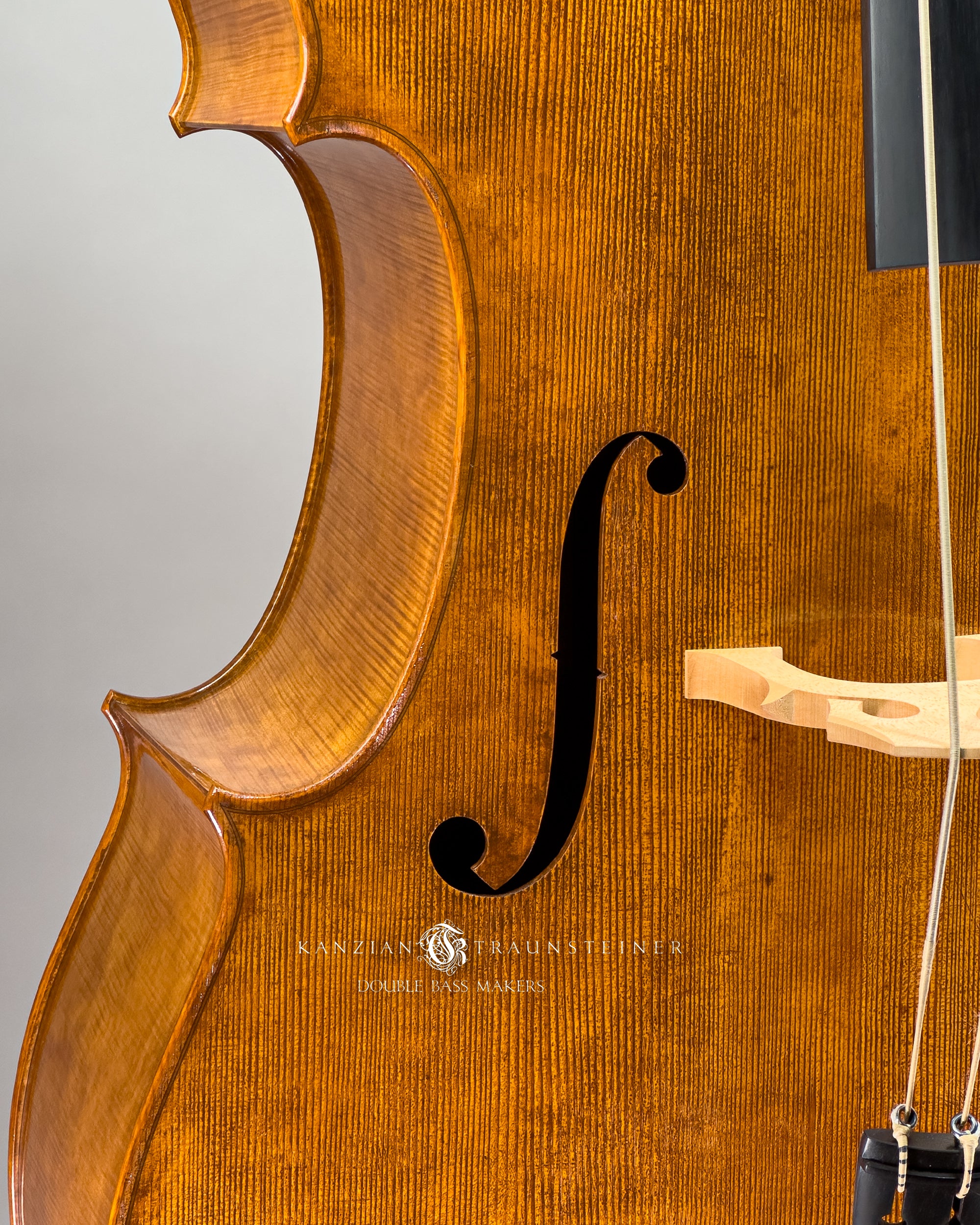 Kanzian & Traunsteiner Italian Model Double Bass made in 2024, sound hole detail