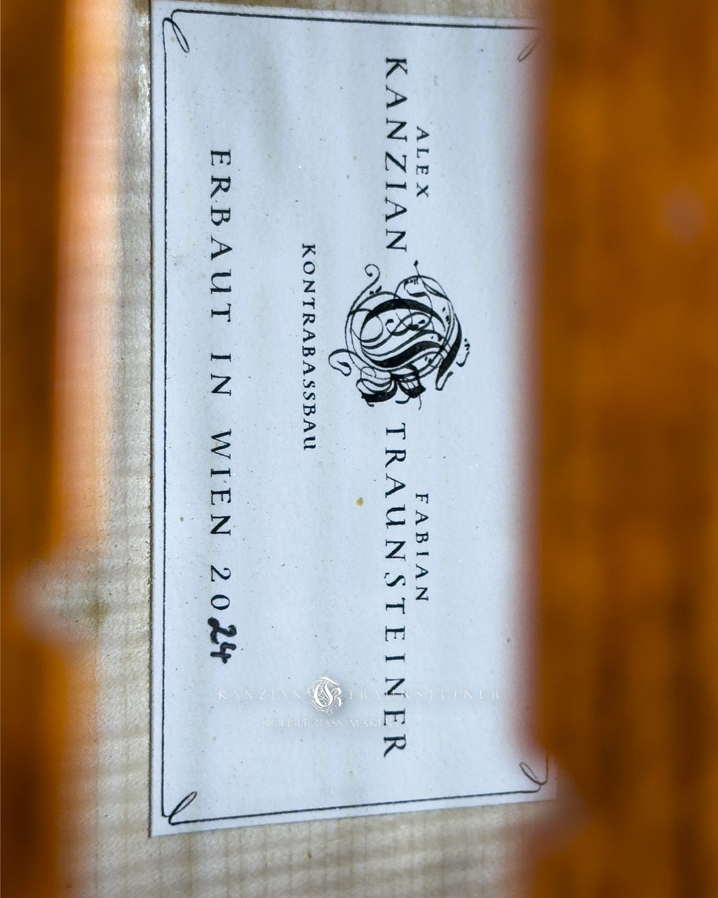 Kanzian & Traunsteiner Italian Model Double Bass made in 2024, label