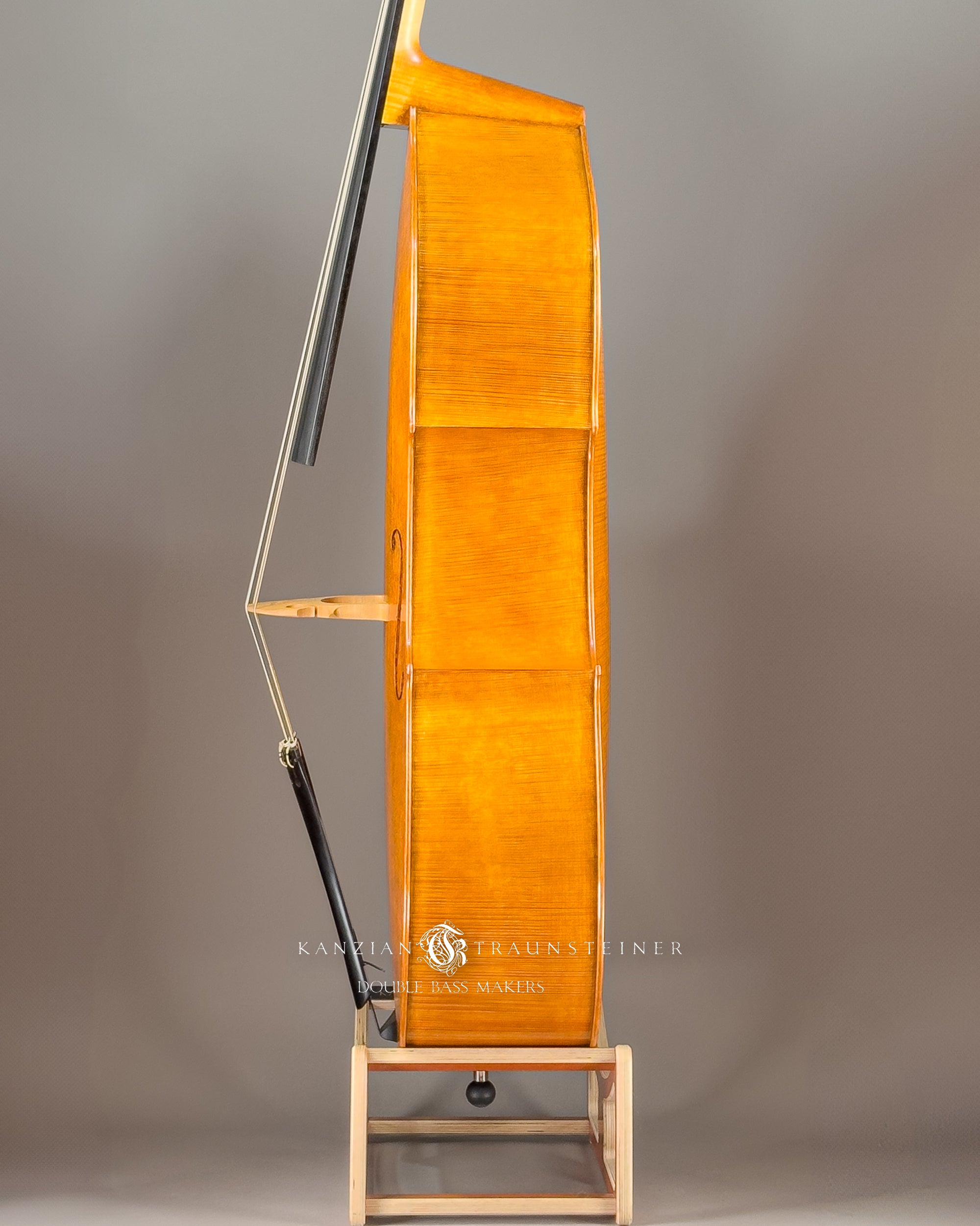Kanzian & Traunsteiner Italian Model Double Bass made in 2024, view from left zoomed