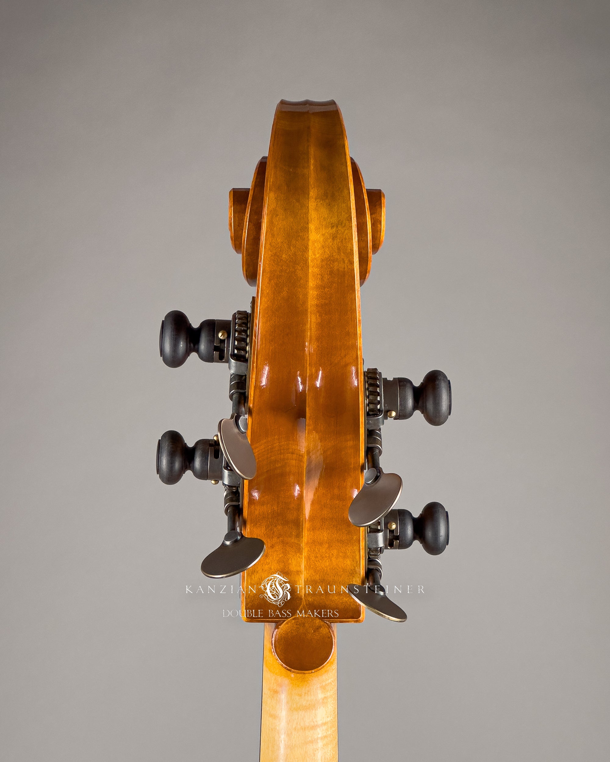 Kanzian & Traunsteiner Italian Model Double Bass made in 2024, view scroll from back