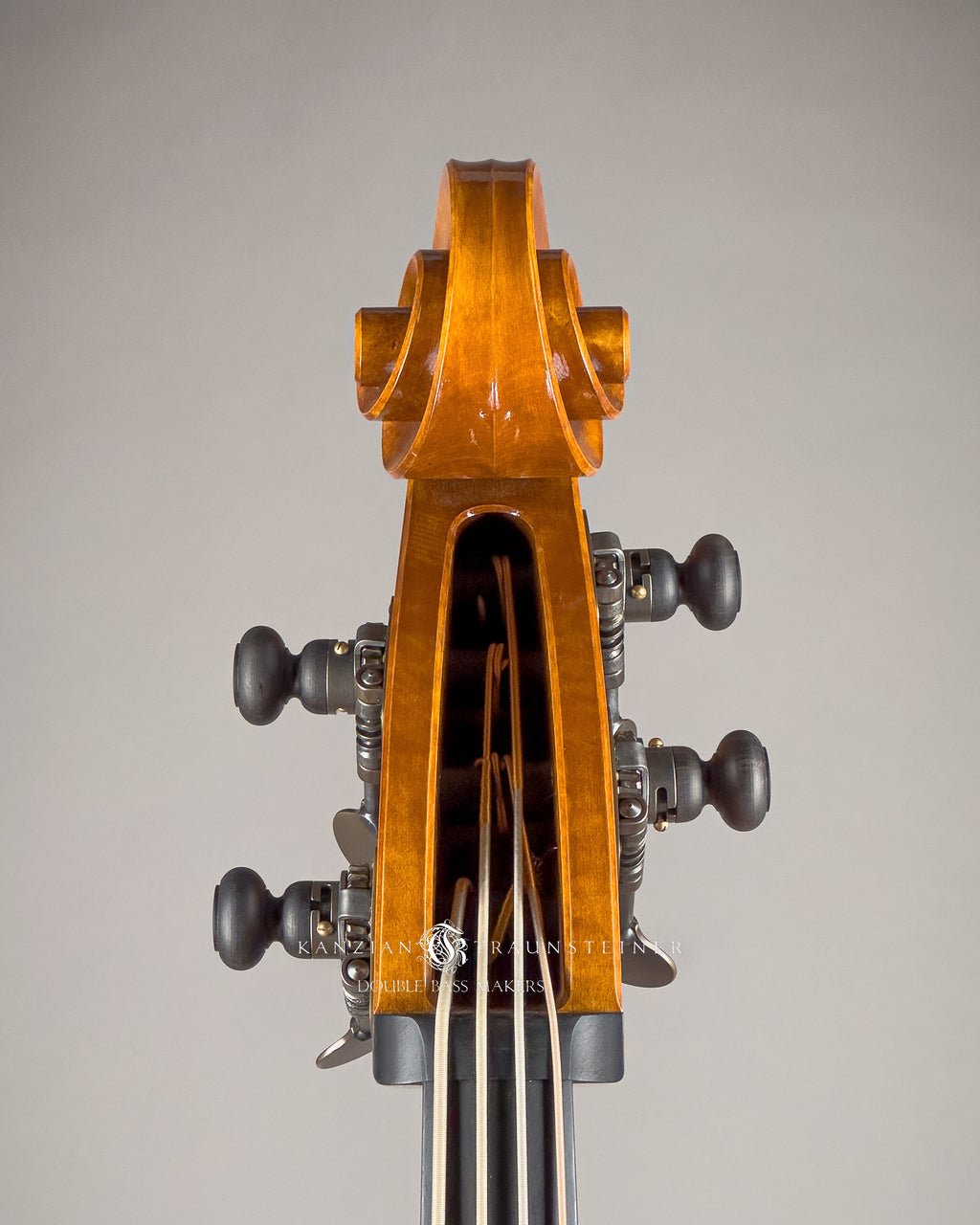 Kanzian & Traunsteiner Italian Model Double Bass made in 2024, front scroll view