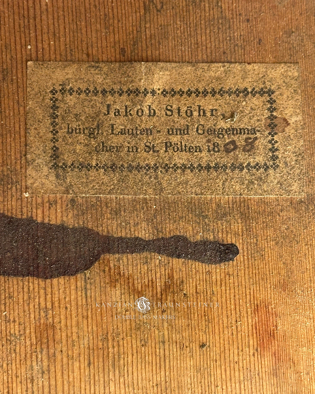Jakob Stöhr 1838 double bass label