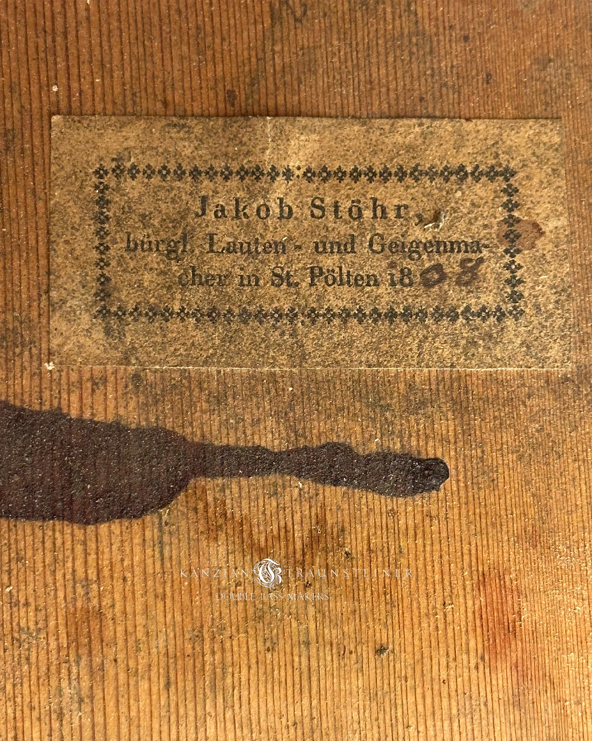 Jakob Stöhr 1838 double bass label