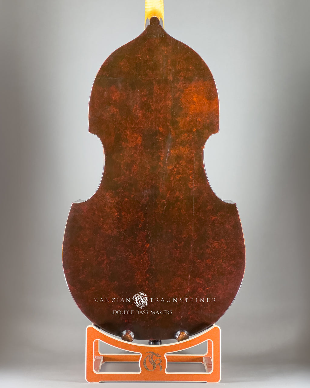 Jakob Stöhr, 5 strings Double Bass dated 1830, zoomed view of back