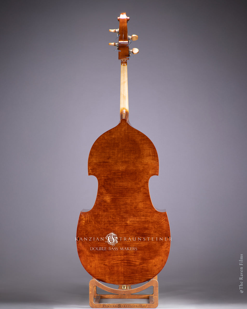 Kanzian & Traunsteiner 2021 double bass, brown-red varnish, full back view