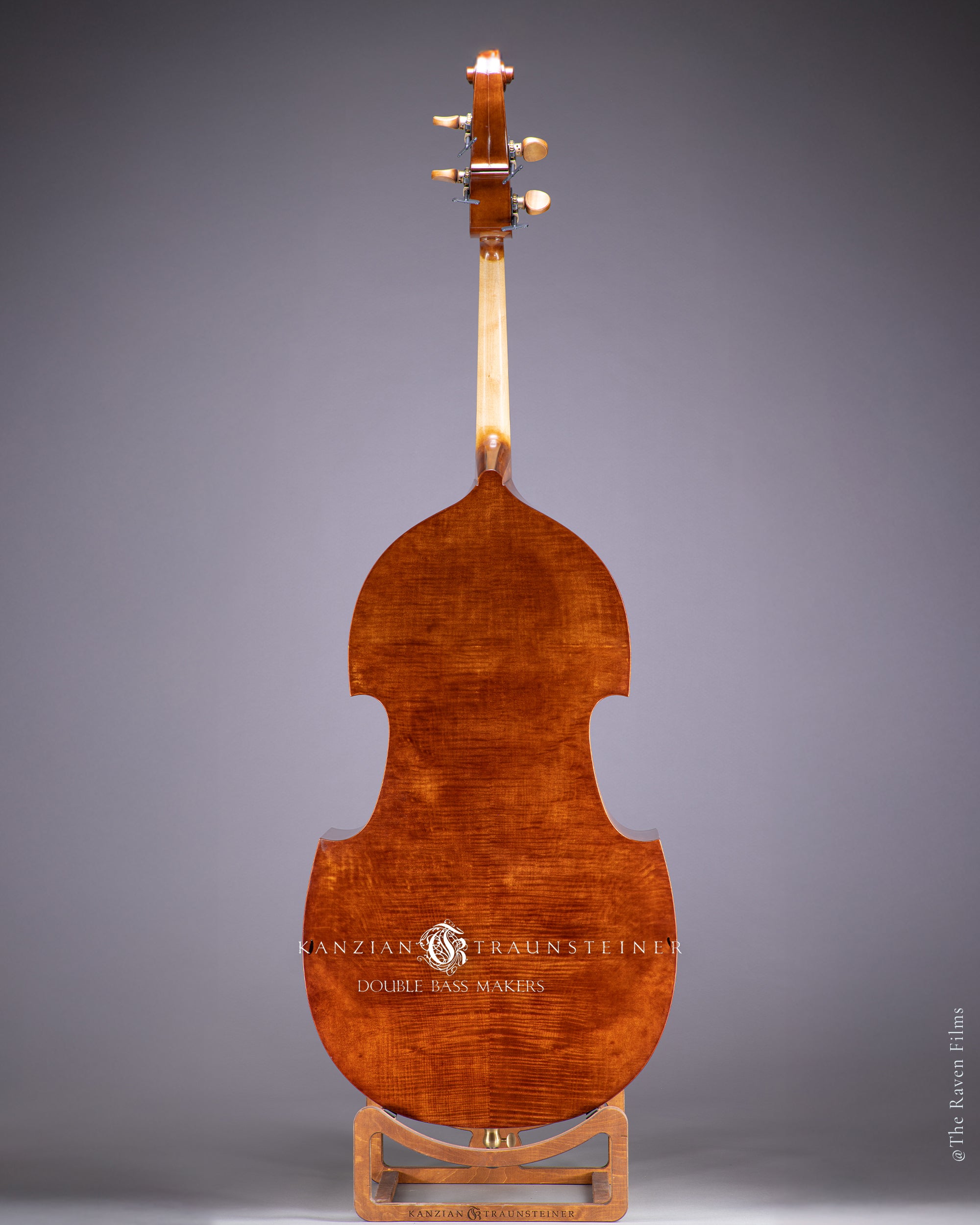 Kanzian & Traunsteiner 2021 double bass, brown-red varnish, full back view