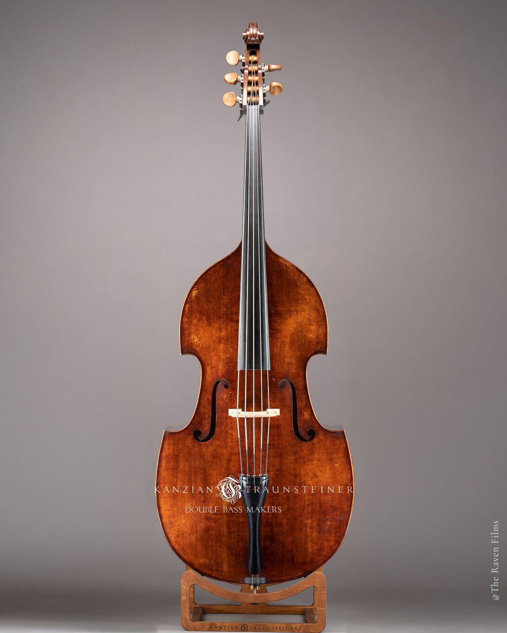 Full front view of 5 strings double bass Antik 2 by Kanzian & Traunsteiner,