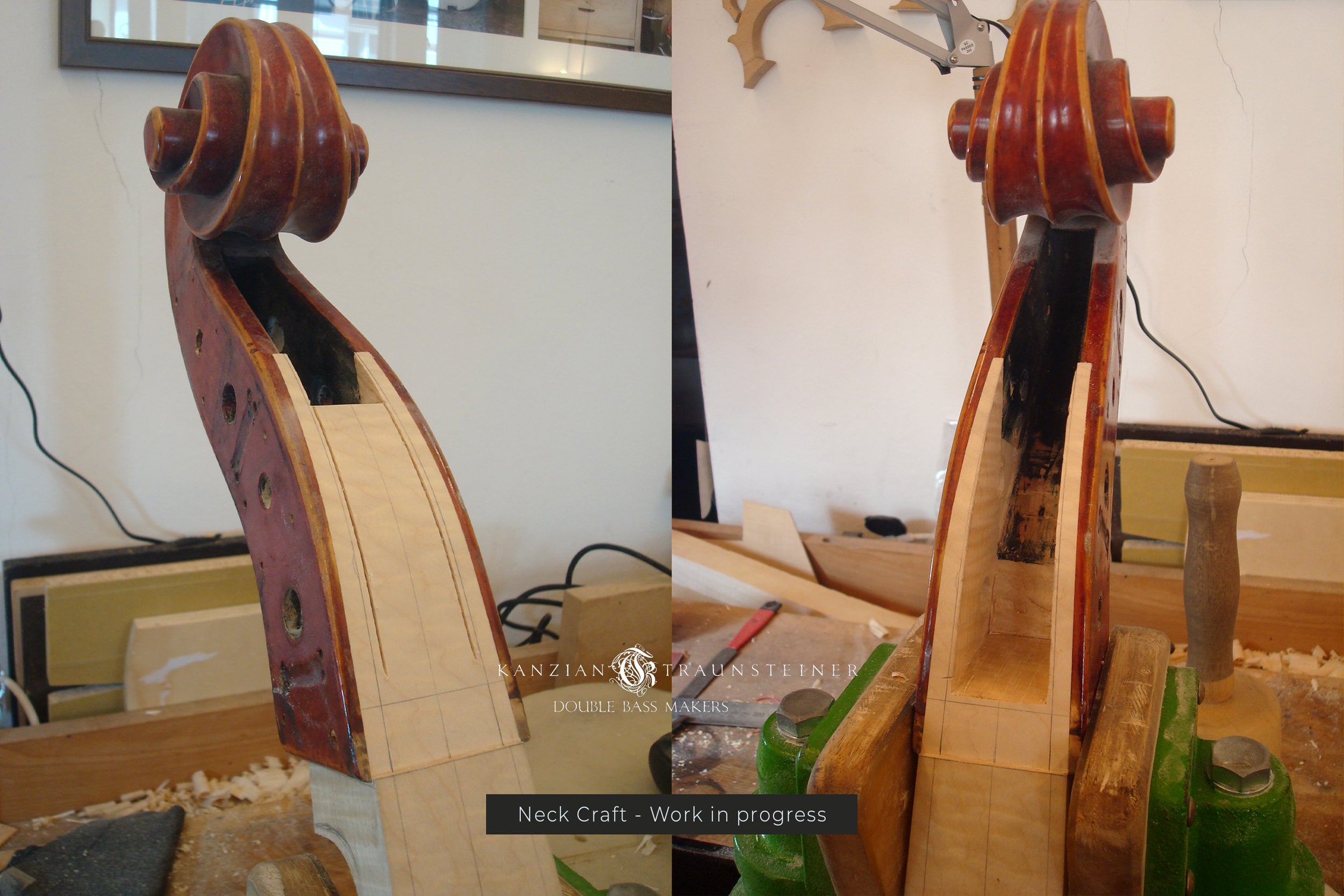 Kanzian & Traunsteiner double bass neck craft steps
