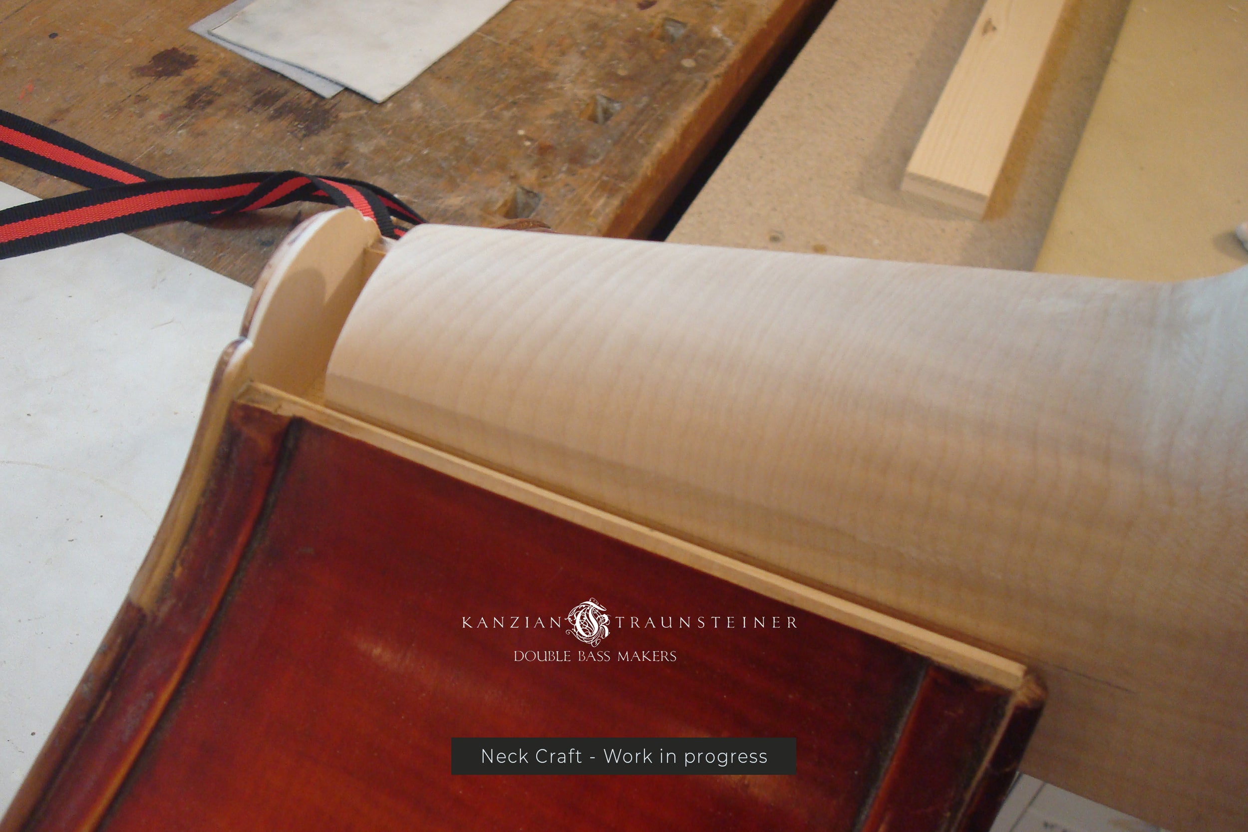 Kanzian & Traunsteiner double bass neck craft in progress