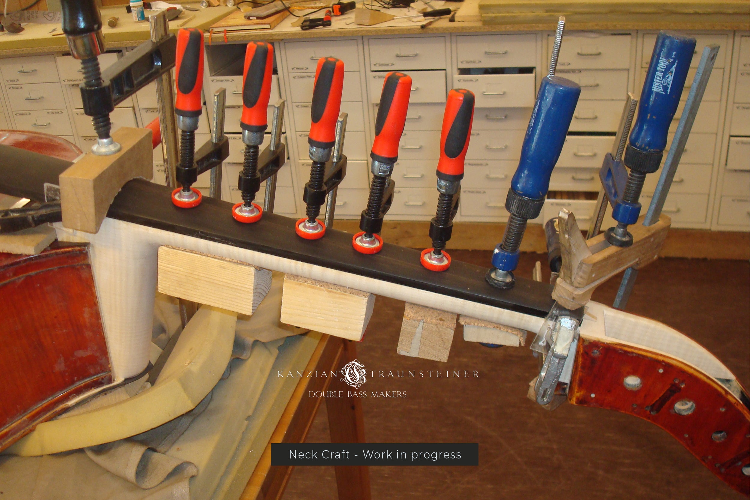 Kanzian & Traunsteiner double bass neck craft work