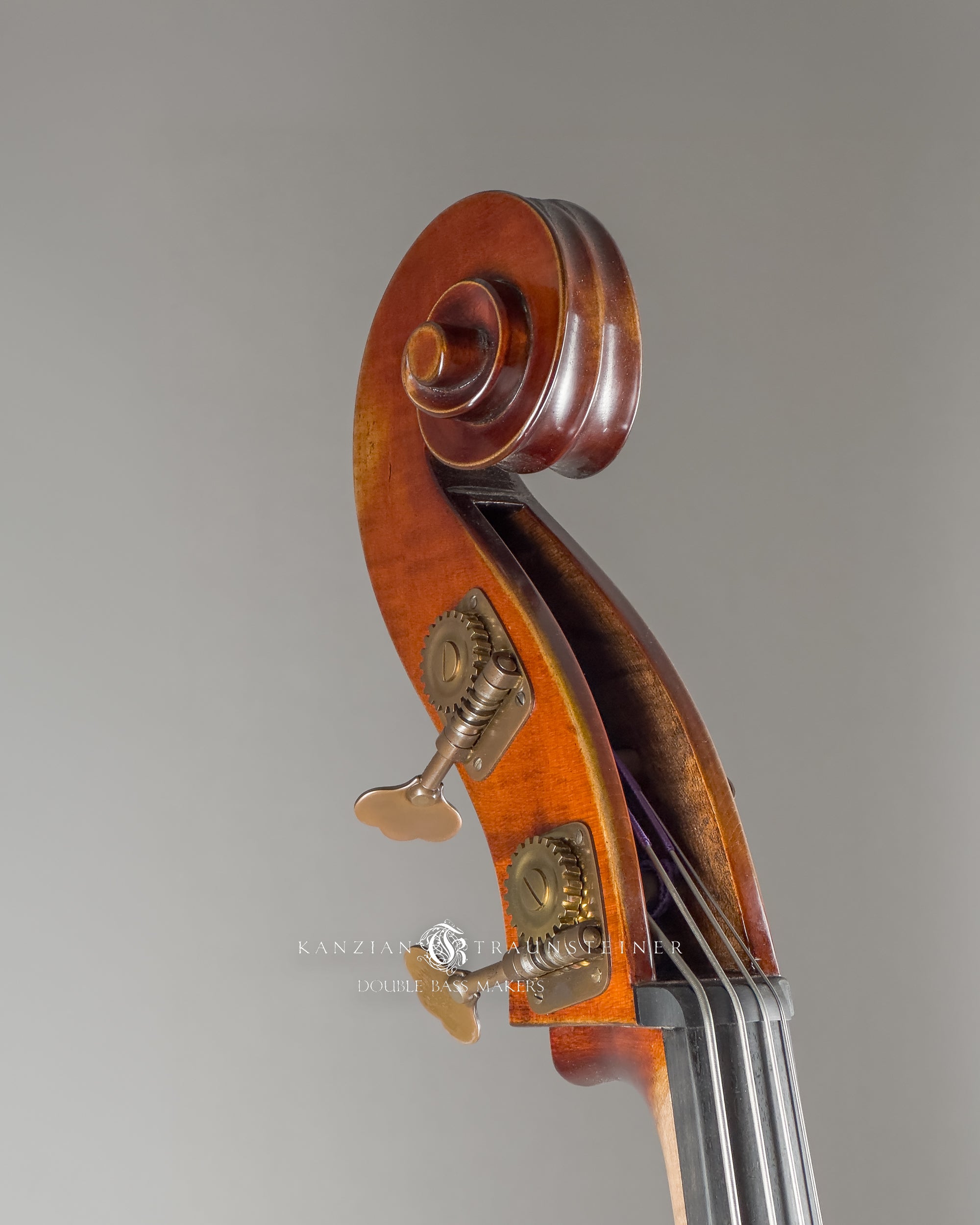 Rubner Werkstätten Double Bass oblique front view of scroll 
