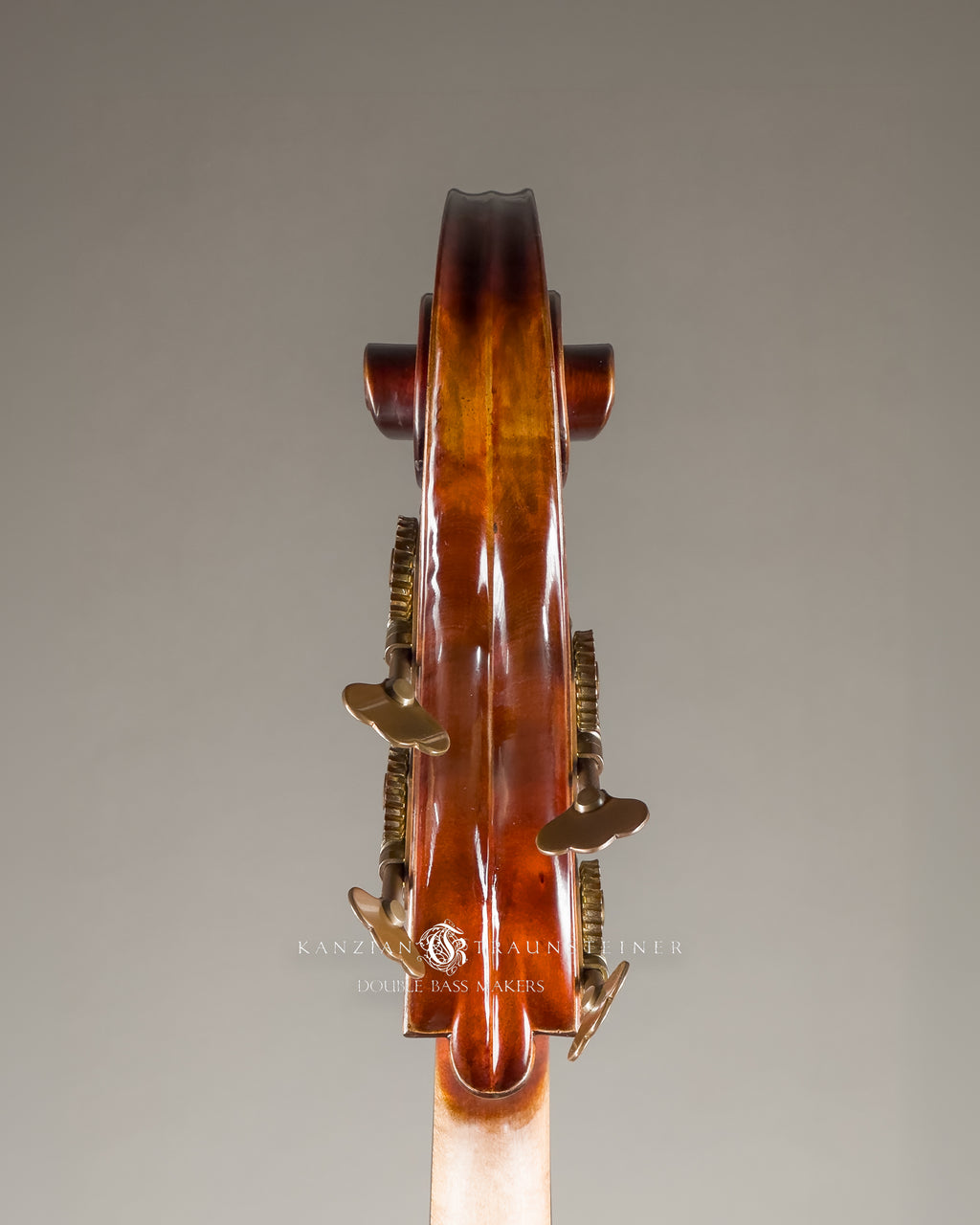 view from behind of Rubner Werkstätten Double Bass scroll