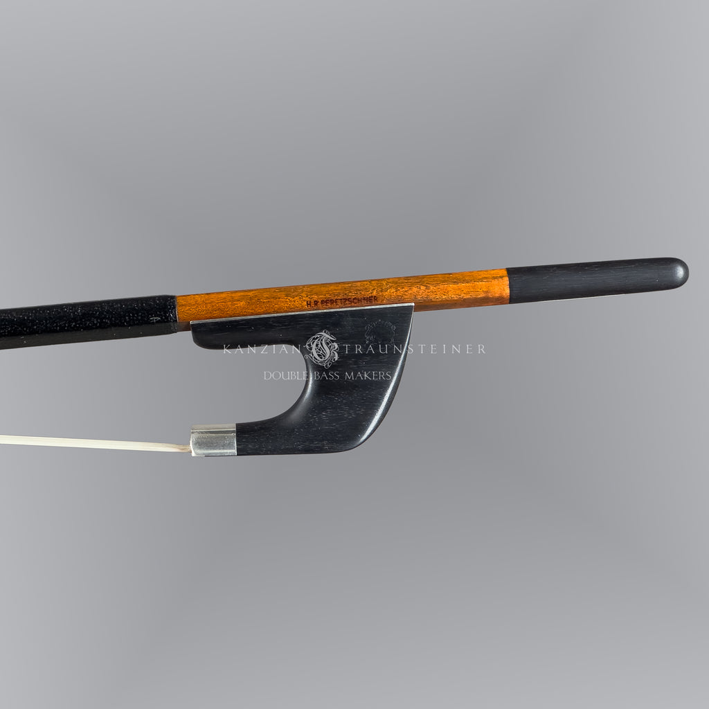 Frog view of German double bass bow HR Pfretzschner GDR 