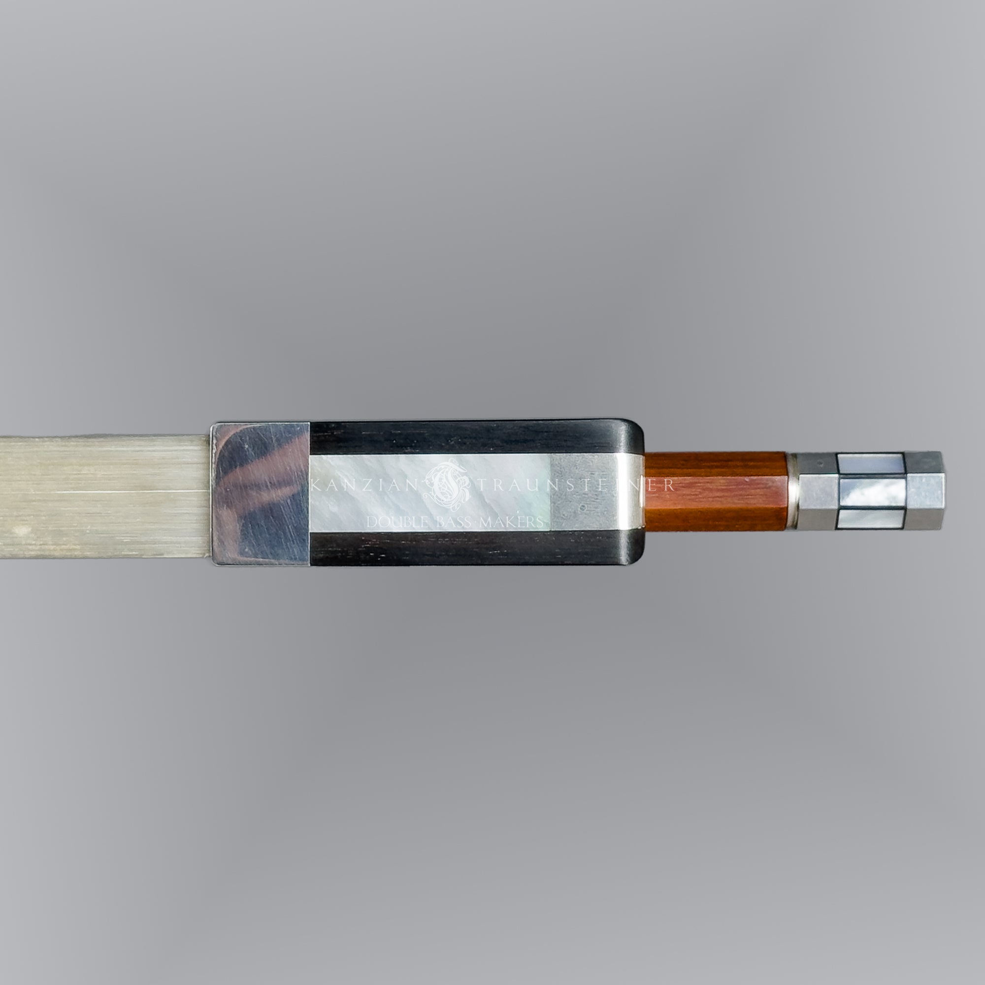 Buttom frog view of Egidius Dörfler***, French Double bass bow made in Germany 2026